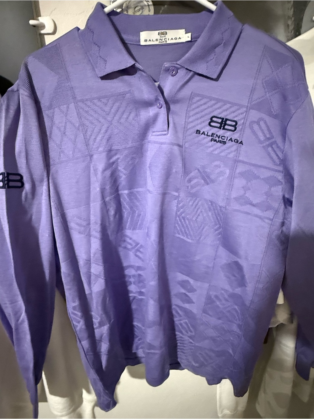 Authentic Balenciaga Vintage Purple Long sleeve Polo